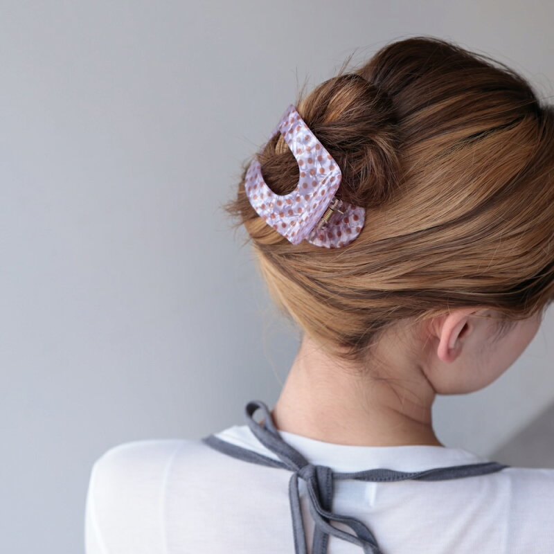 ドット柄 オーバル ヘアクリップ（AJIRO）